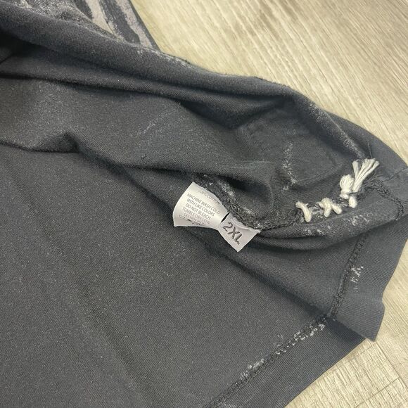 Affliction Henley Shirt Distressed 2XL Metal Buttons Stitching Live Fast Rare P - Picture 8 of 9